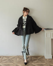 bell sleeve short trench coat