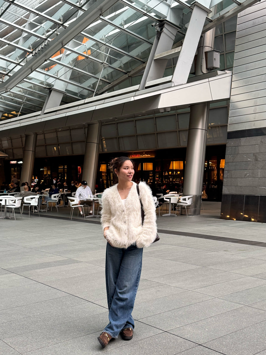 Cozy shaggy knit cardigan