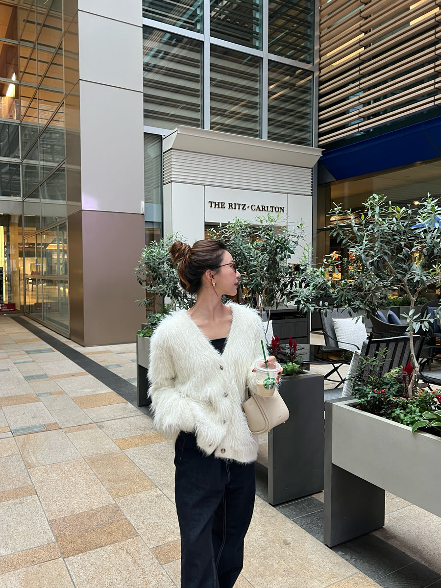 Cozy shaggy knit cardigan