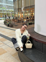 Cozy shaggy knit cardigan