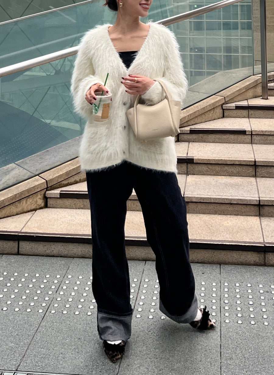 Cozy shaggy knit cardigan