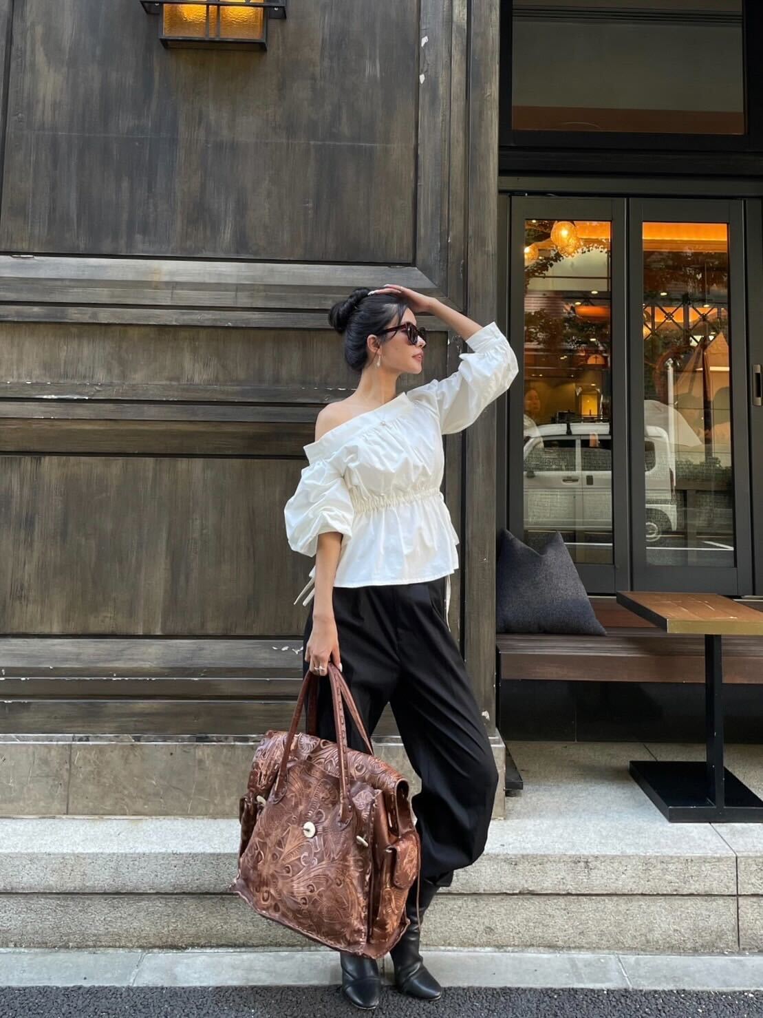 volume one shoulder blouse