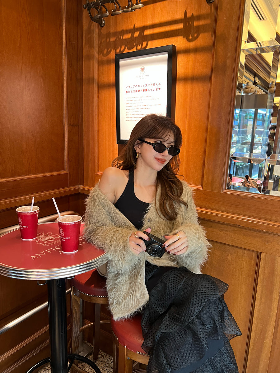 Cozy shaggy knit cardigan