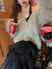 Cozy shaggy knit cardigan