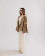 bell sleeve short trench coat
