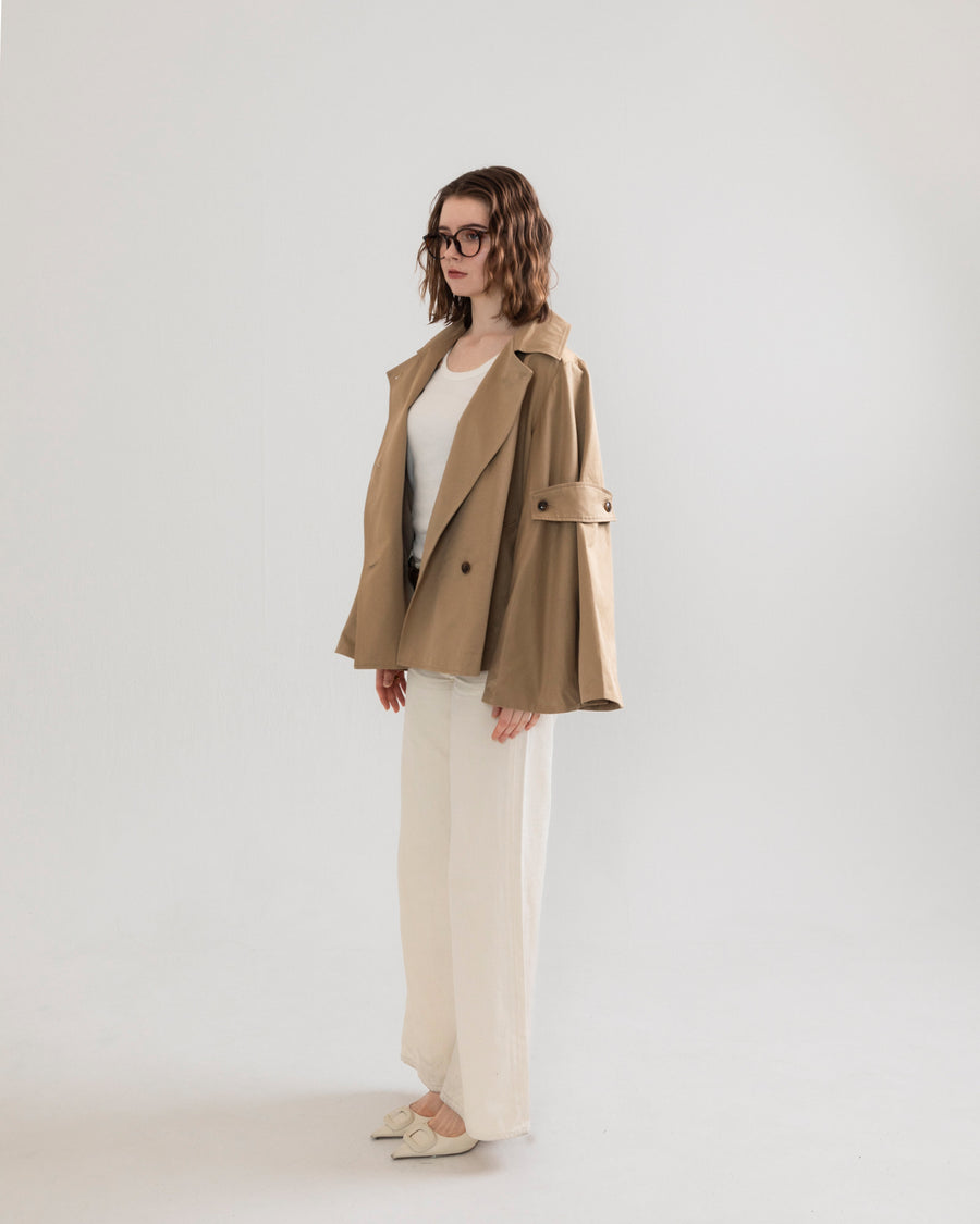 bell sleeve short trench coat