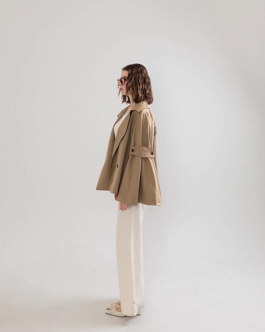 bell sleeve short trench coat