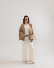 bell sleeve short trench coat