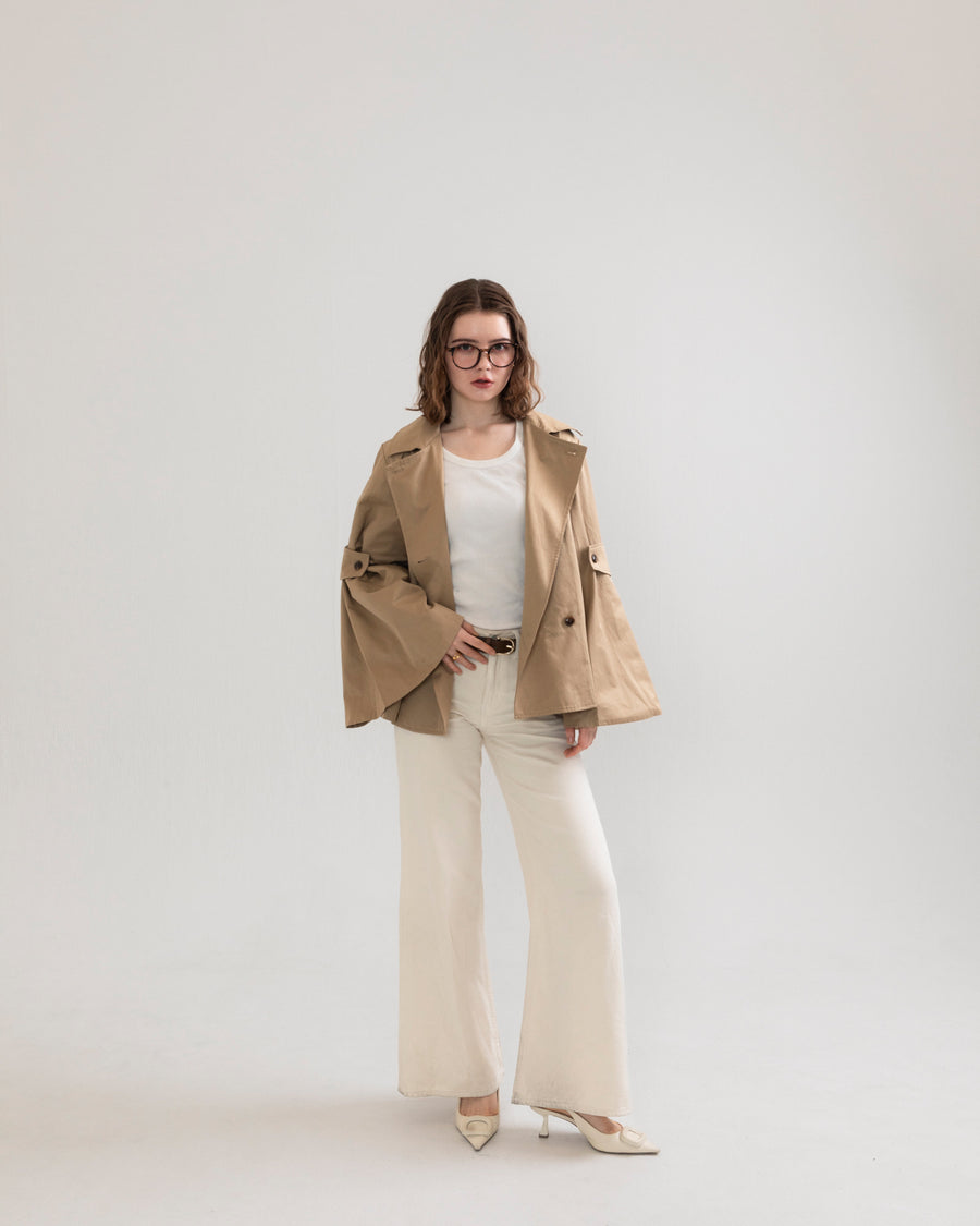 bell sleeve short trench coat