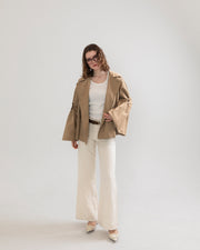 bell sleeve short trench coat