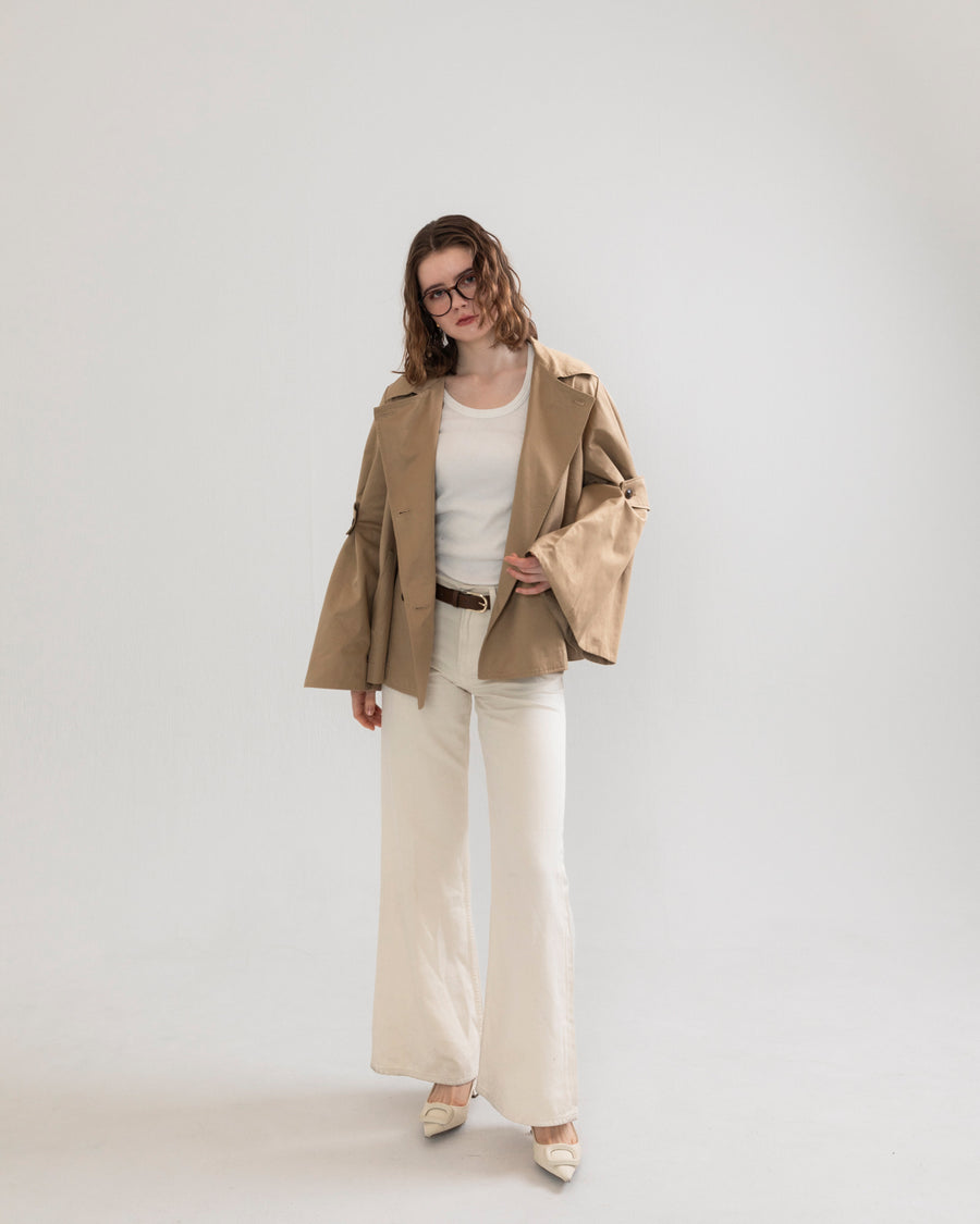 bell sleeve short trench coat