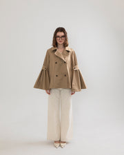 bell sleeve short trench coat