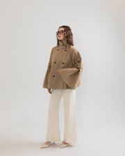 bell sleeve short trench coat