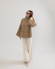 bell sleeve short trench coat