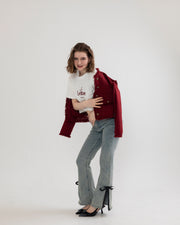 【予約販売】side slit denim ribbon pants