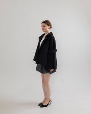 bell sleeve short trench coat