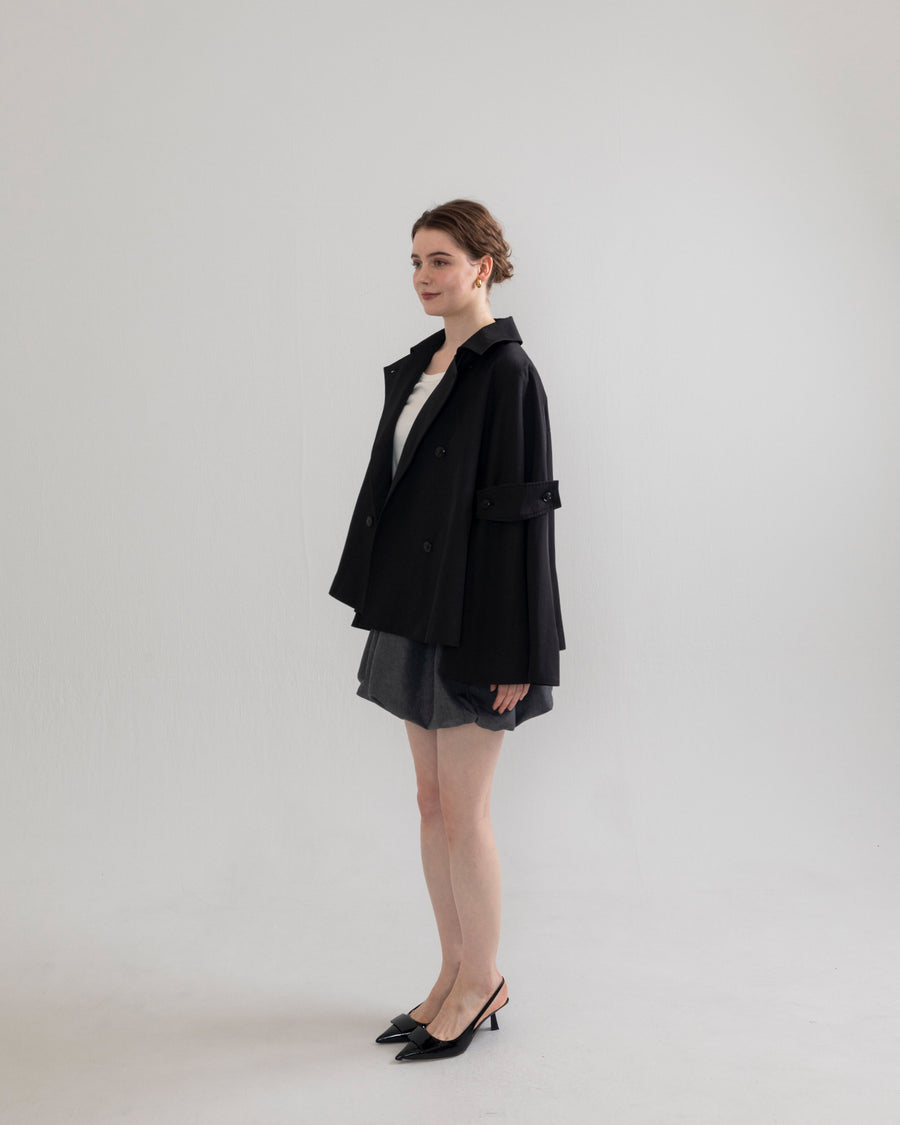 bell sleeve short trench coat