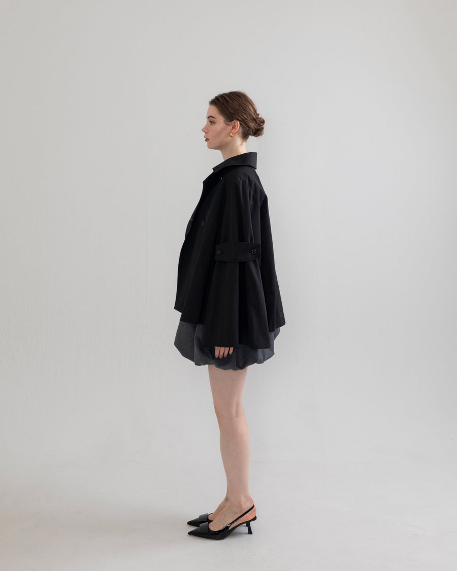 bell sleeve short trench coat