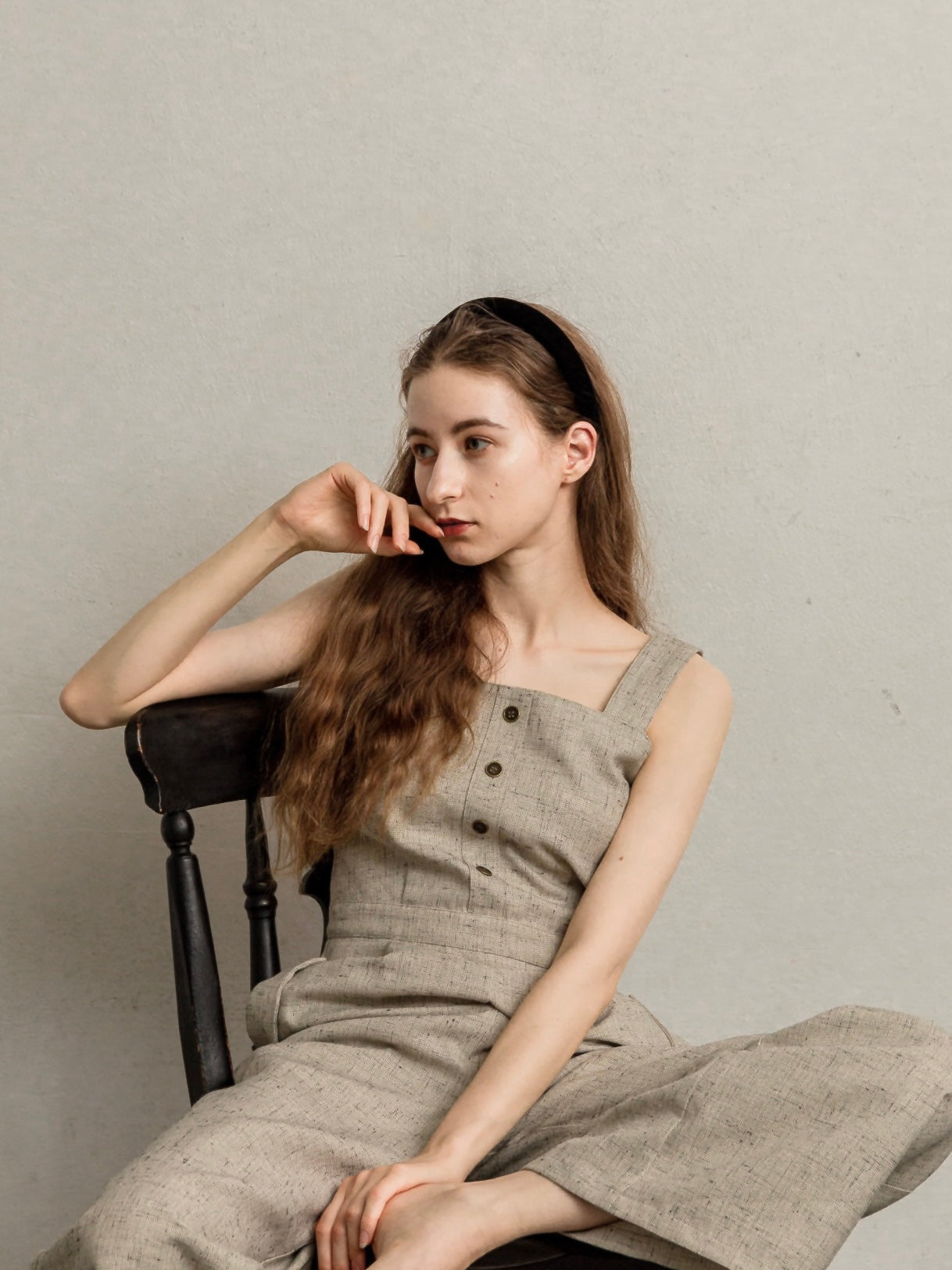 linen like back open rompers