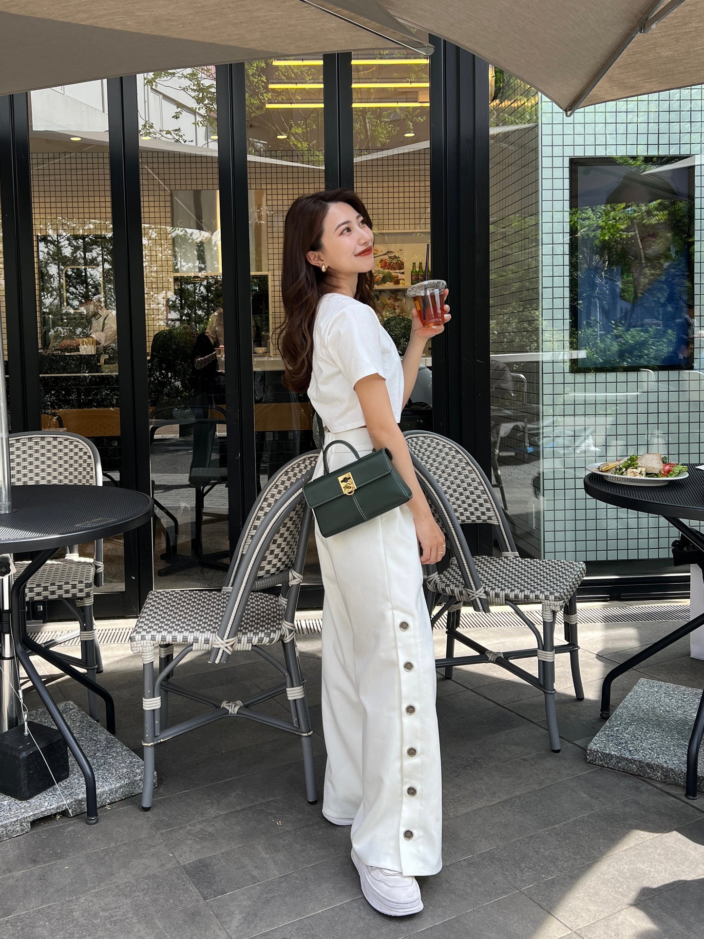 hem button wide pants