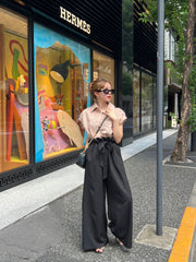 gather ribbon wide pants