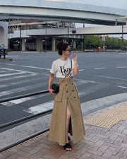【SOLD OUT】【ベストセラー】Slit cargo trench skirt