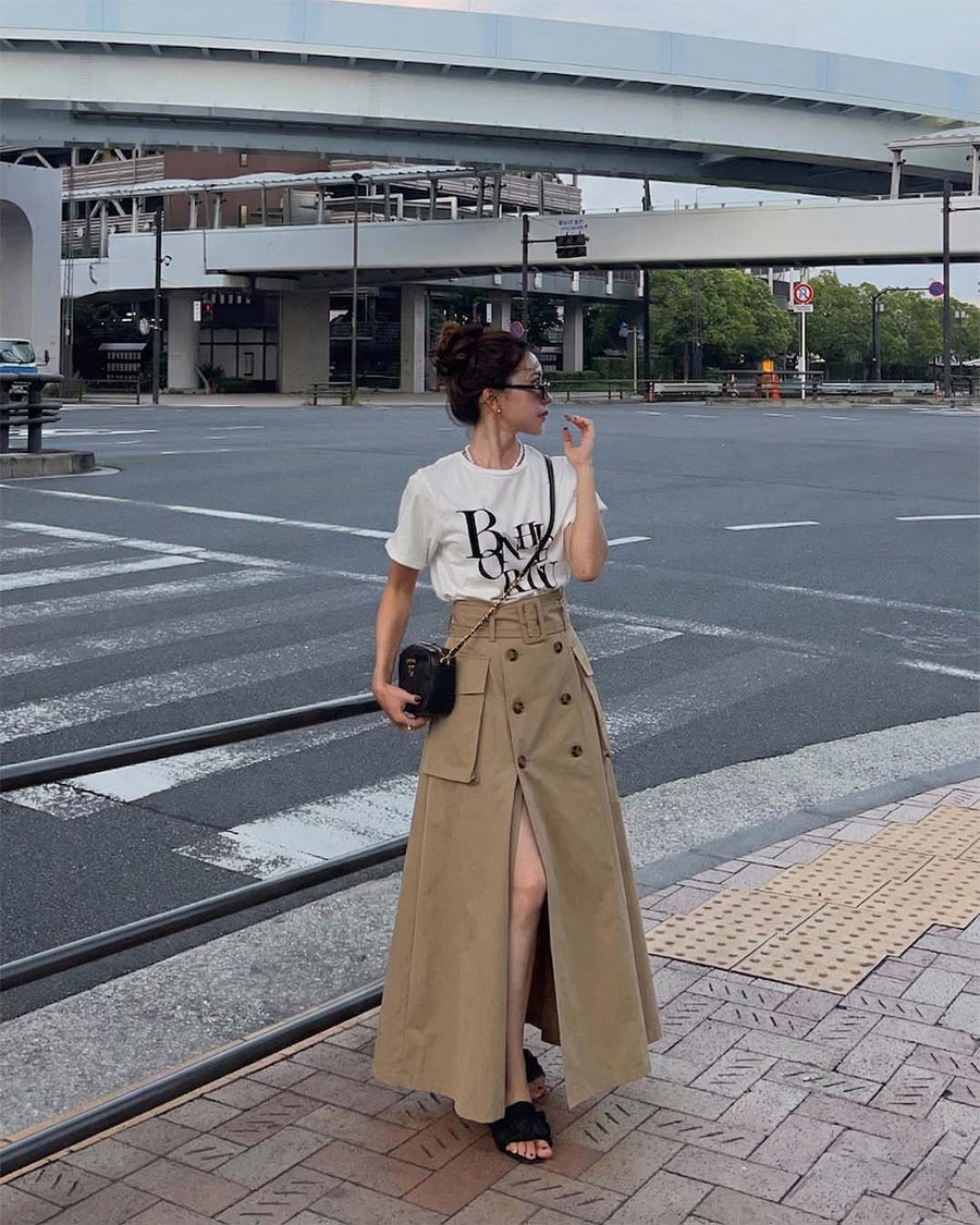 【SOLD OUT】【ベストセラー】Slit cargo trench skirt