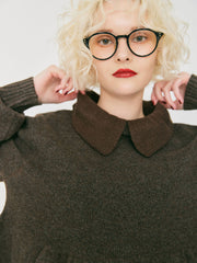 Peplum frill collar knit