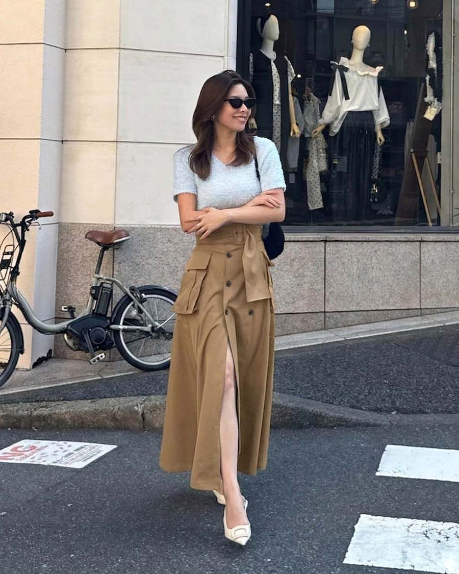 【SOLD OUT】【ベストセラー】Slit cargo trench skirt