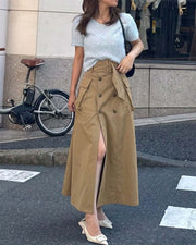 【SOLD OUT】【ベストセラー】Slit cargo trench skirt