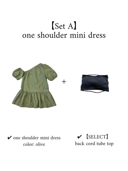 【SET】one shoulder mini dress