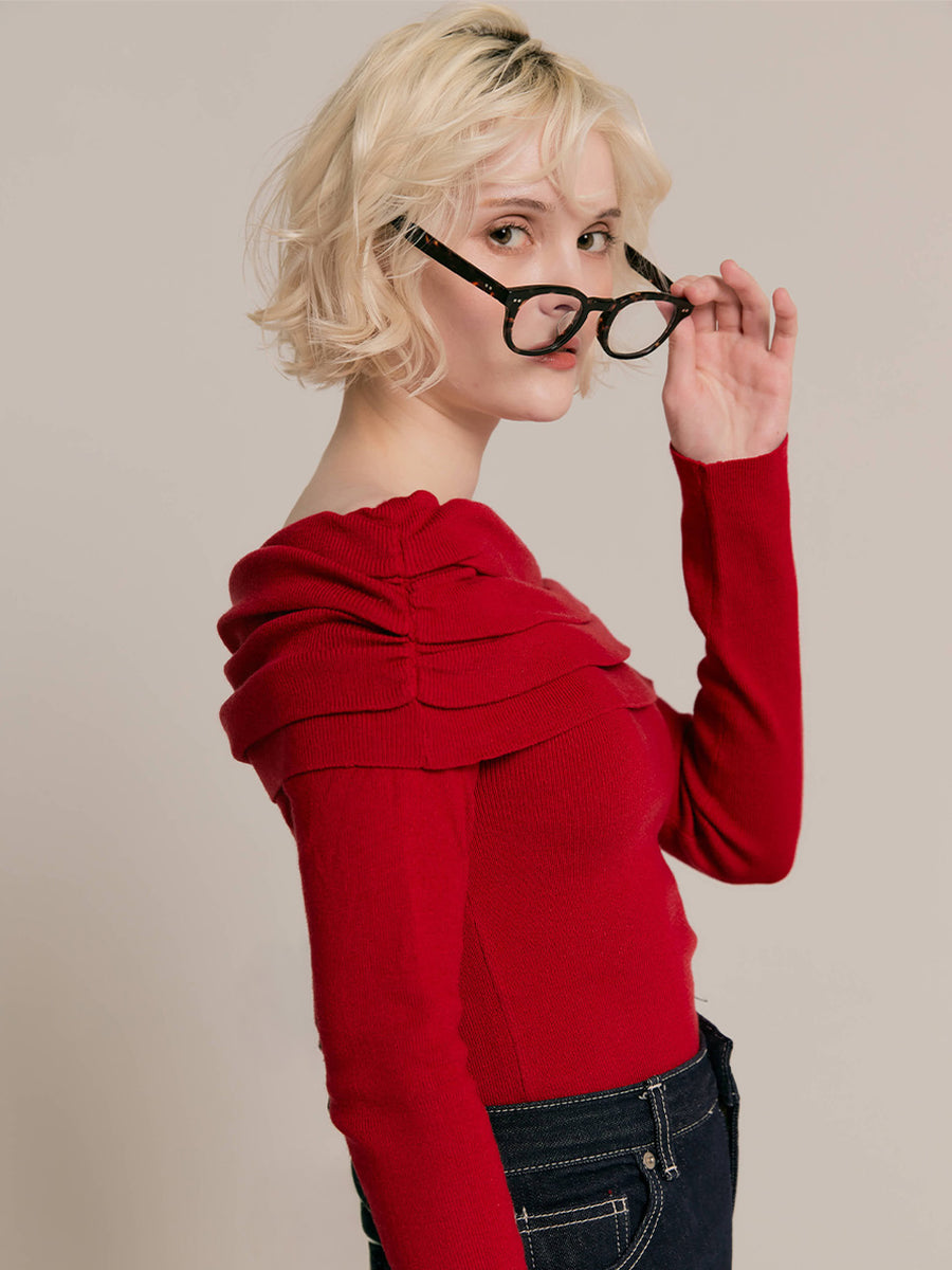 【9/25 19:00~】Drape off-shoulder knit