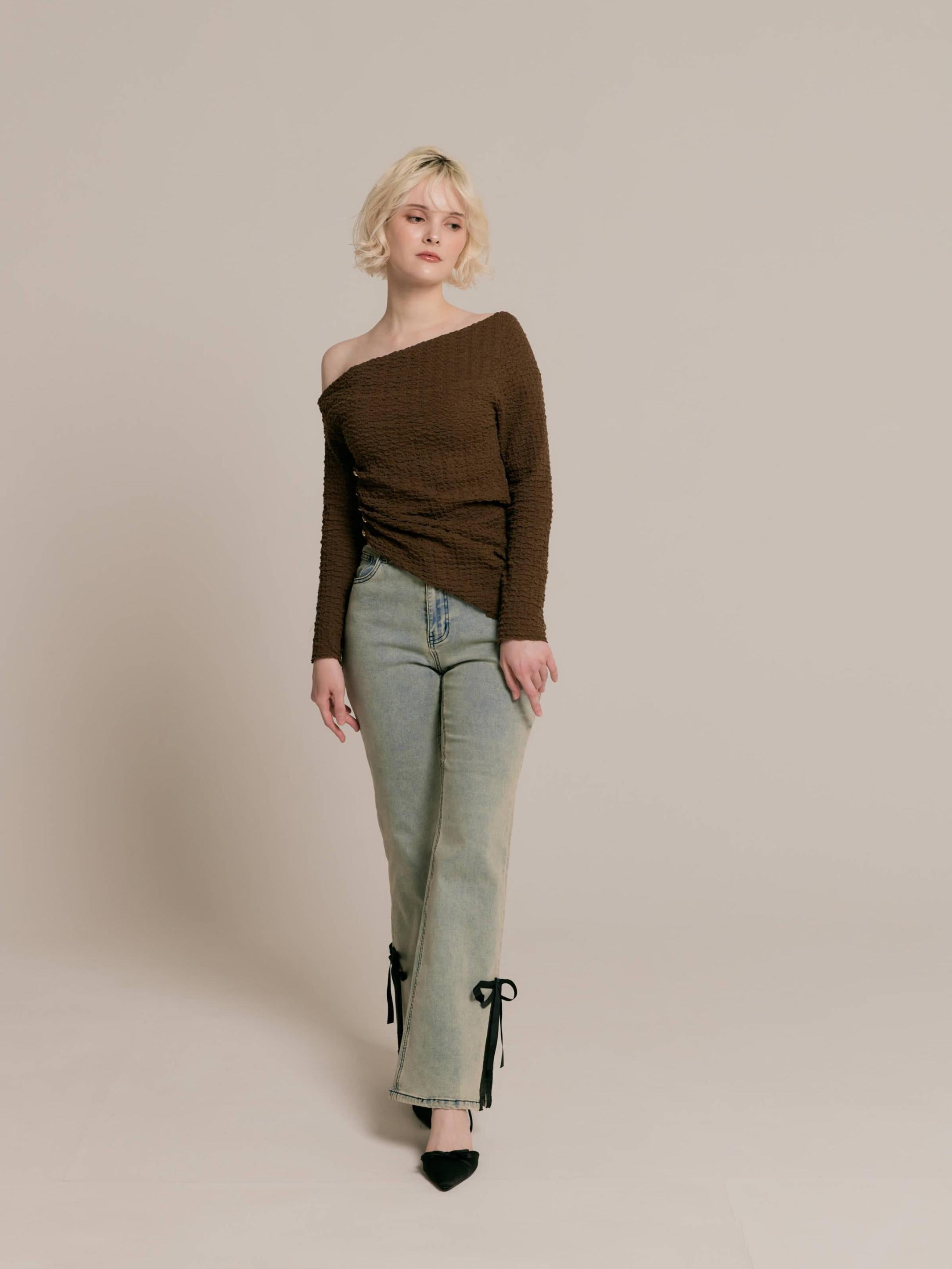 Asymmetrical gold button tops – RANCLIC