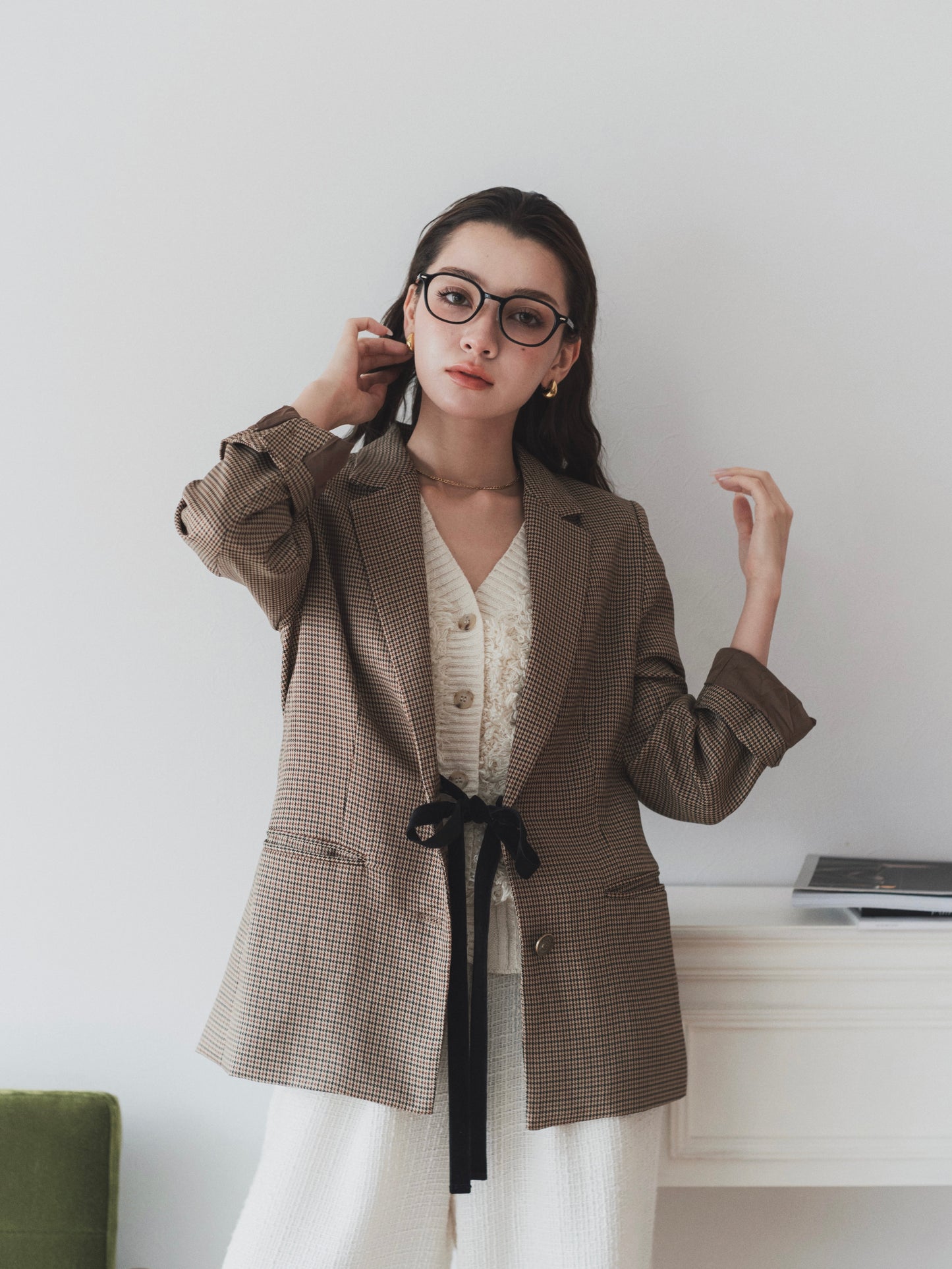 single-breasted ribbon blazer