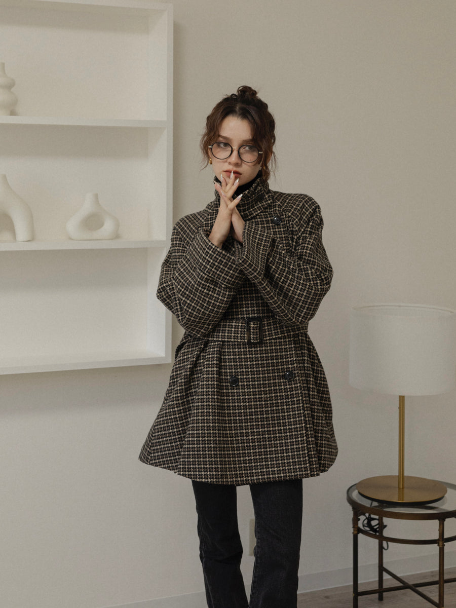 gun club check double short coat