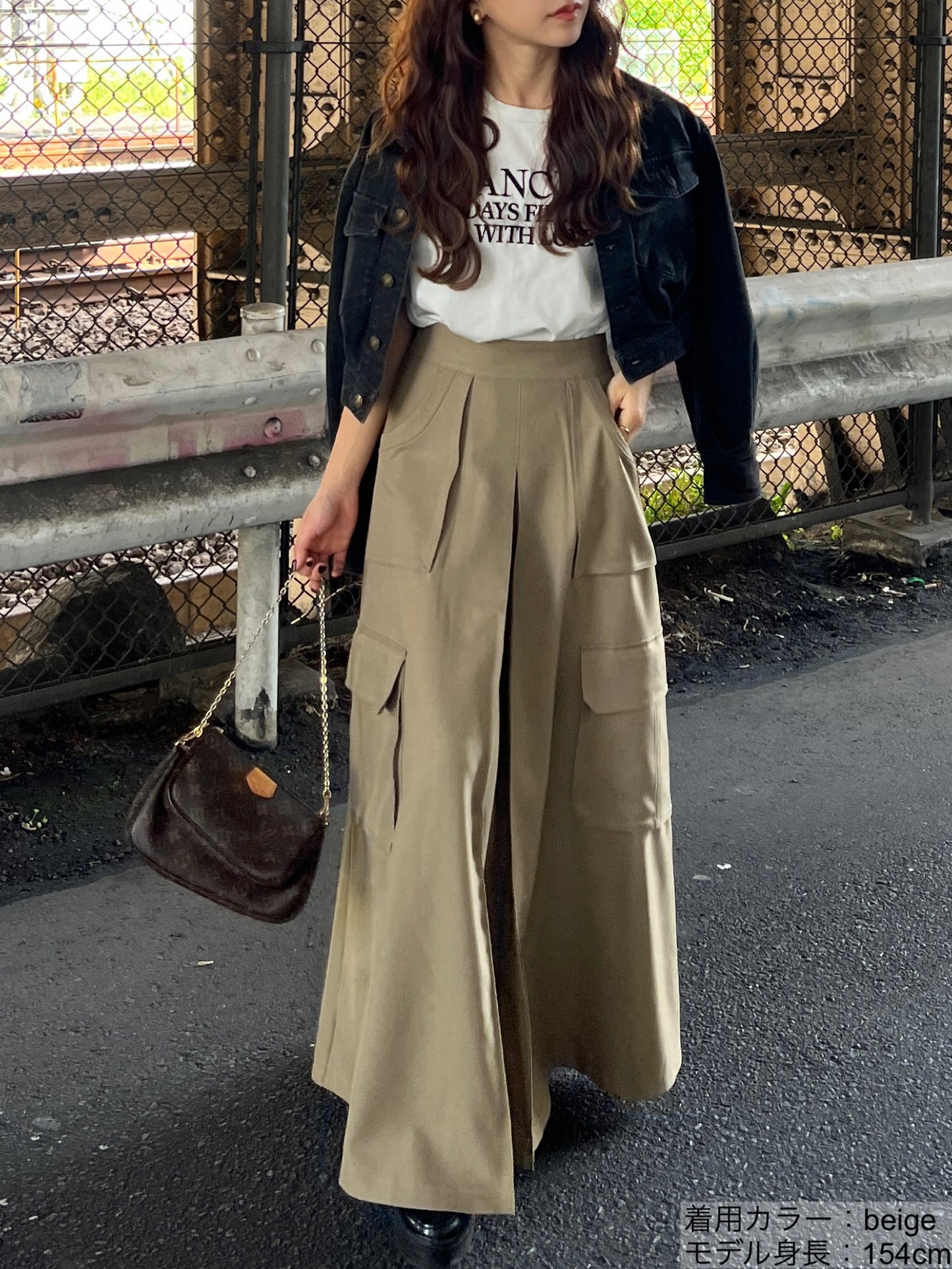 cargo long flare skirt