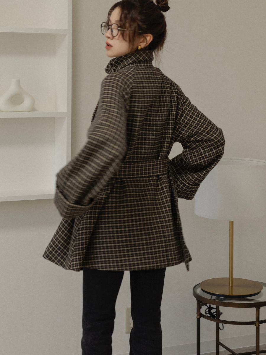gun club check double short coat