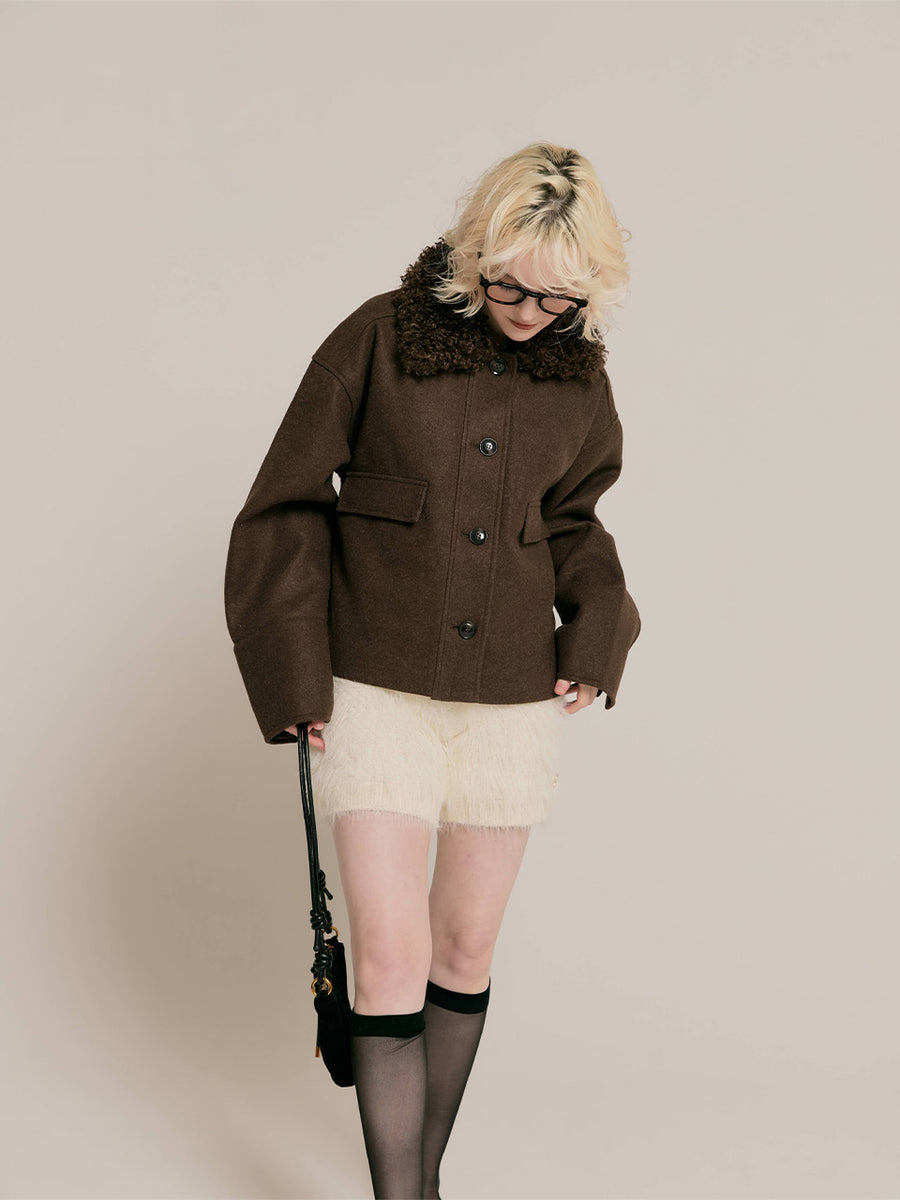 【10/29 OPEN】Faux shearling collar jacket