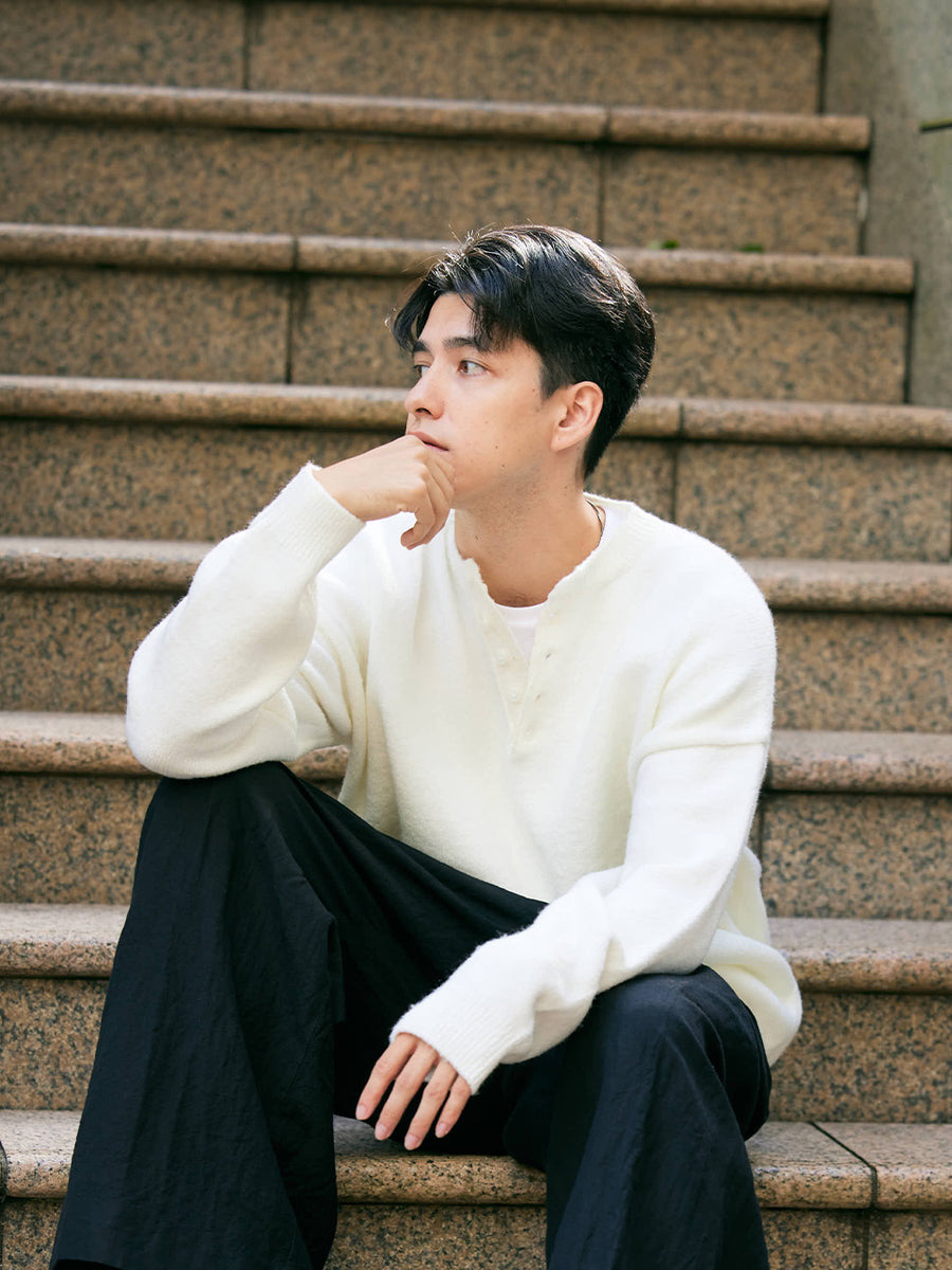 【12/18 OPEN】Unisex henley mochi knit