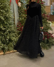 back ribbon fringe jacquard dress