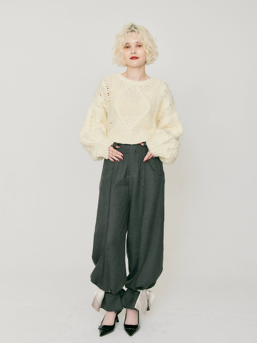 2Way ribbon wide pants