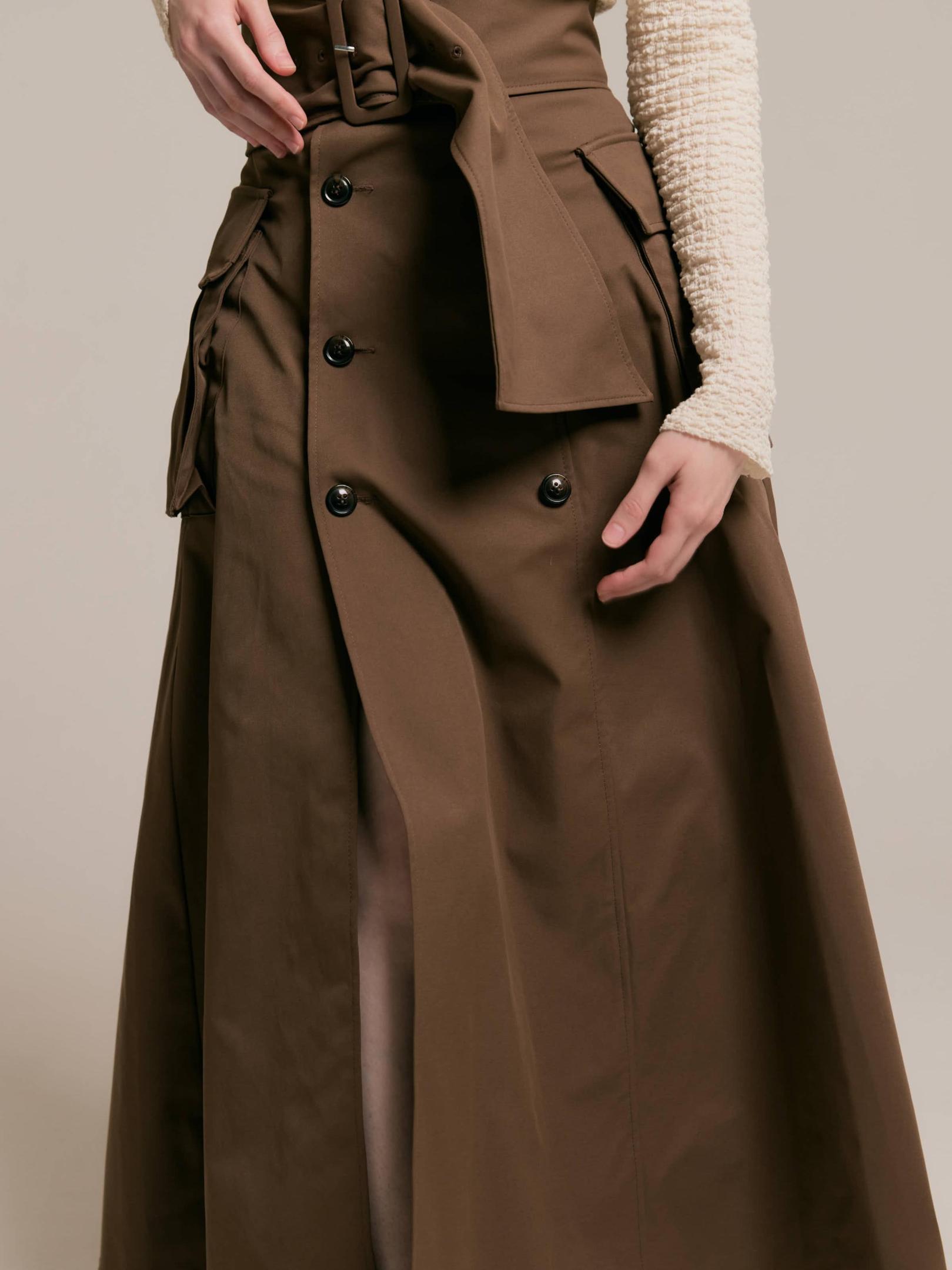 RANCLIC Slit cargo trench skirt ブラウン Slit cargo trench skirt – RANCLIC