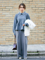 Peplum frill collar knit