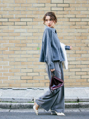 Peplum frill collar knit