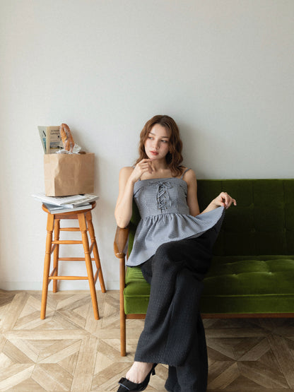 【Set】lace up camisole