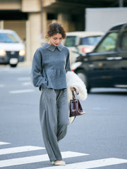 Peplum frill collar knit