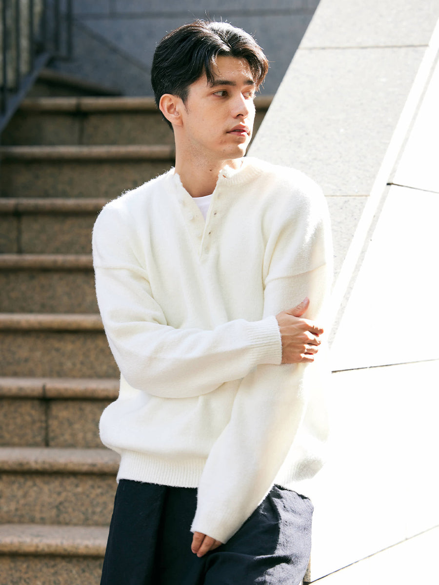 【12/18 OPEN】Unisex henley mochi knit
