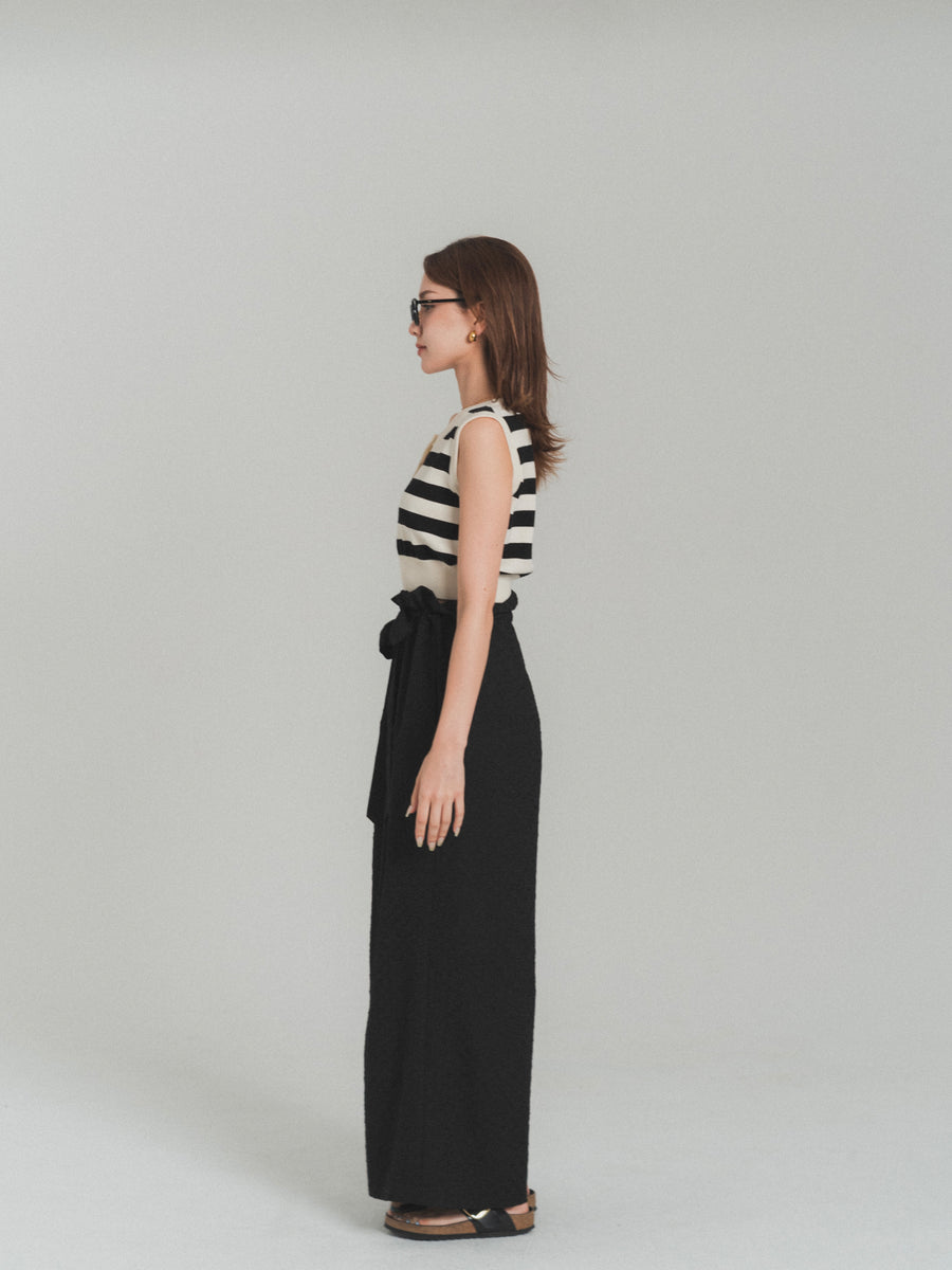 gather ribbon wide pants