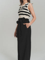 gather ribbon wide pants