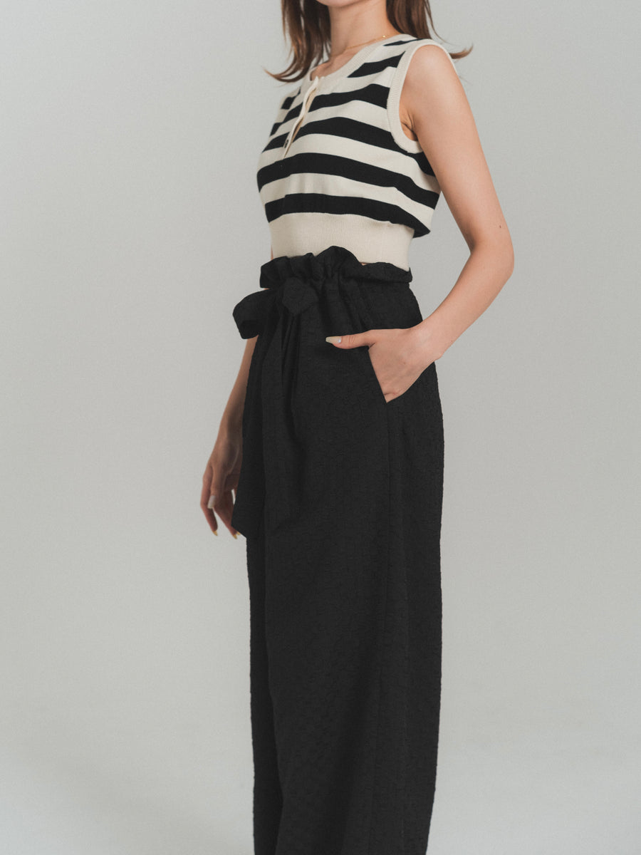 gather ribbon wide pants